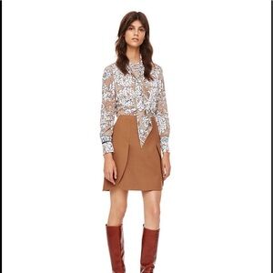 Tan Tory Burch wool mini skirt